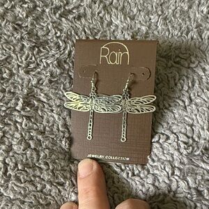 Dragonfly Dangle Earrings - Silver Tone